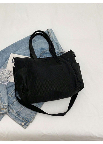 Сумка женская шопер черная из вельвета (RN-255) No Brand (359464680)