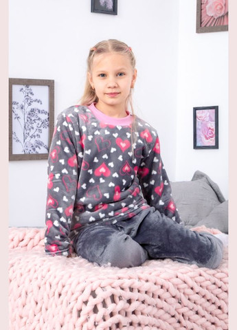 Серая зимняя пижама для девочки (p-4081) Носи своє