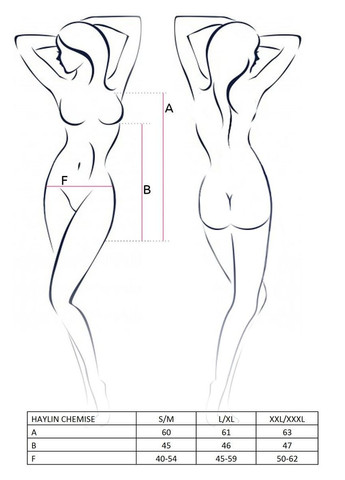 Прозрачная сорочка с декольте HAYLIN CHEMISE black –, трусики, цветочный узор Passion (298576523)