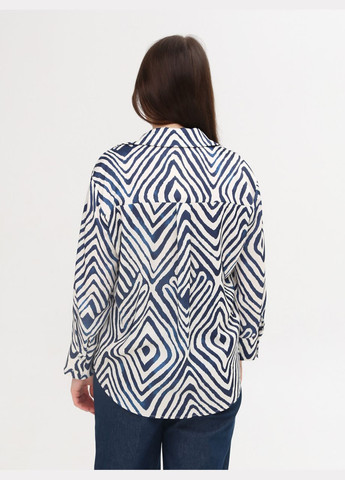 Синяя повседневный рубашка в полоску MDG с длинным рукавом