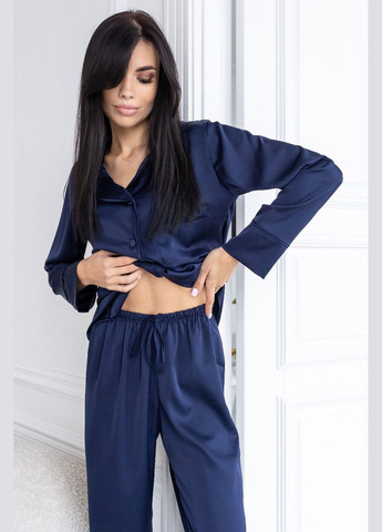 Комбинированная всесезон пижама женская классическая с кантом пс1300 синий MiaNaGreen