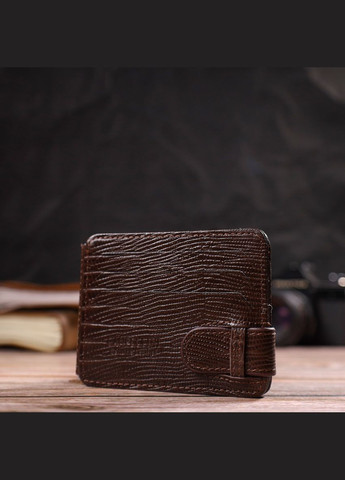 Фактурний затискач для грошей з картхолдером та шкіряним хлястиком коричневий (sku_21940) No Brand (327819790)