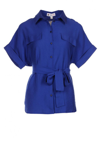 Темно-синя жіноча блузка з коротким рукавом (ll197750067) LadyLike