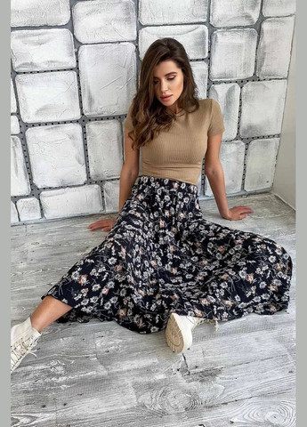 Темно-серая кэжуал однотонная юбка Seventeen а-силуэта (трапеция)