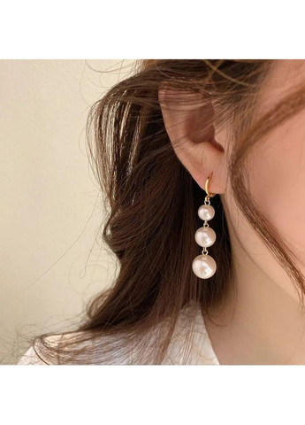 Сережки перлинні довгі перли висячі білі перлини No Brand (339104015)