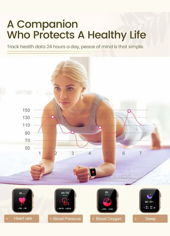 Смарт-годинник, Ultra HD екран, Bluetooth дзвінки, з двома ремінцями, Black Melanda (305059889)