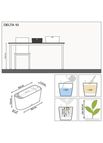Вазон Delta Premium 10, антрацит (A-013548) Lechuza (317268863)