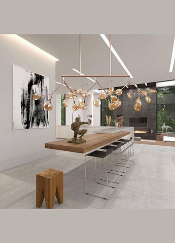 Розово-золотая люстра из стеклянных лепестков на 27 ламп Petals (918-LP264-27 RS+BR) No Brand (370069945)