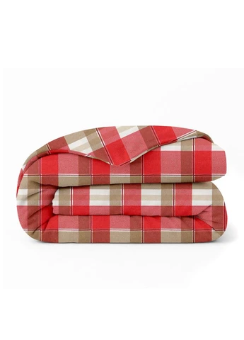 Двоспальна постільна білизна фланель з простирадлом на резинці BERRY TARTAN CS3 (4822052501900) Cosas (393687939)