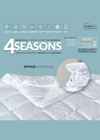 Ковдра 4 Сезона зима - літо полуторна 140х210 см дві ковдри в наборі, антиалергенна, супер тепла, всесезонна та літня, 3 в 1 IDEIA (317965803)