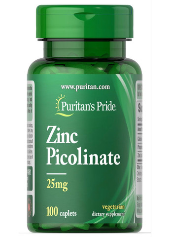 Цинк Puritan's Pride Zinc Picolinate 25 mg 100 Coated Tablets Puritans Pride (291876347)