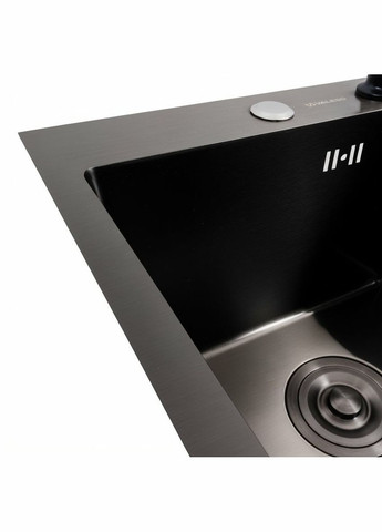 Кухонний комплект: Мийка Handmade (40x50 см) PVD чорна + Змішувач FC-5 PVD чорний Valeso (346267283)