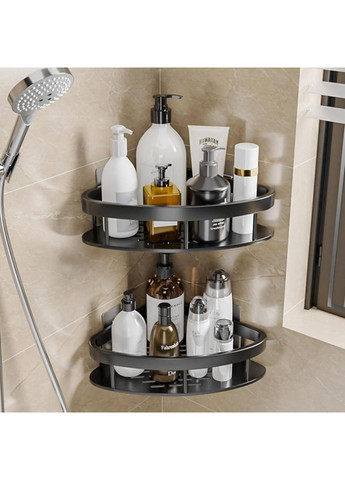 Набір металевих кутових полиць для ванної кімнати Чорні 2шт (PH051343-2) Xiamen (368764939)
