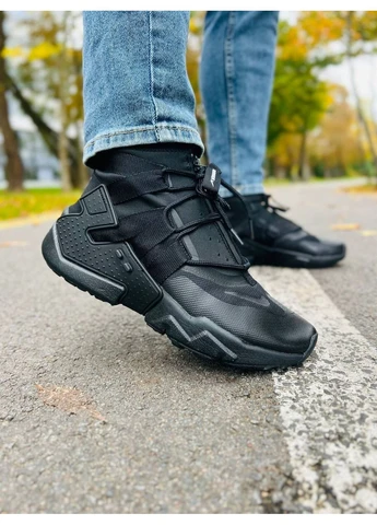 КРОССОВКИ ЖЕНСКИЕ NIKE HUARACHI GRIPP ZIP TREPLE BLACK НАЙК ХУАРАЧИ ЧЕРНЫЕ No Brand чёрные демисезоны (391958076)