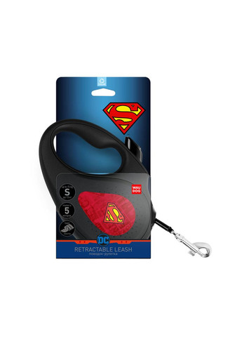 Поводокрулетка для собак R-leash Супермен Лого Красный S до 15 кг 5 м светоотражающая лента WAUDOG (279564695)