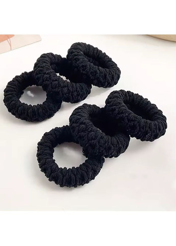 Набір жіночих гумок для волосся, пучків, хвостів м'які 6 шт, міцні, спандекс еластичні, однотонні чорні No Brand (369802816)