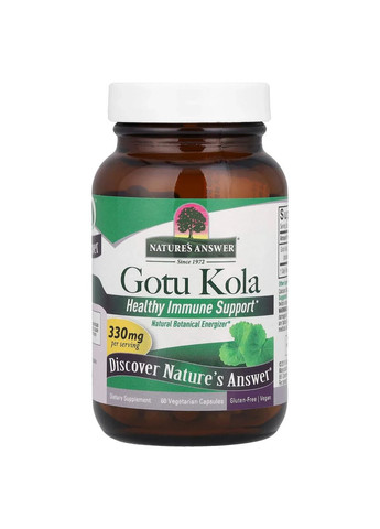 Готу кола стандартизований трав'яний екстракт 300 мг, 60 капсул Nature's Answer (361114448)