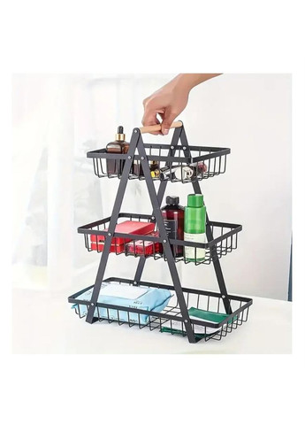 Большая черная металлическая корзина для фруктов с тремя полками No Brand (366447916)