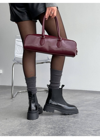 Осенние демисезонные челси из натурального лака Helen