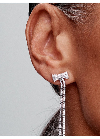 Срібні Сережки кульчики Пандора "Бант з паве" 293544C01 Kabluchka (355346909)