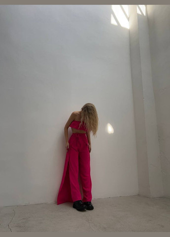 Женский костюм двойка юбка-брюки и топ цвет малиновый р.42/46 450149 New Trend (282926679)