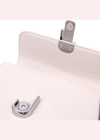 Напівкругла сумка для жінок з цікавим магнітом-засувкою з натуральної шкіри біла 22439 Vintage (329197641)