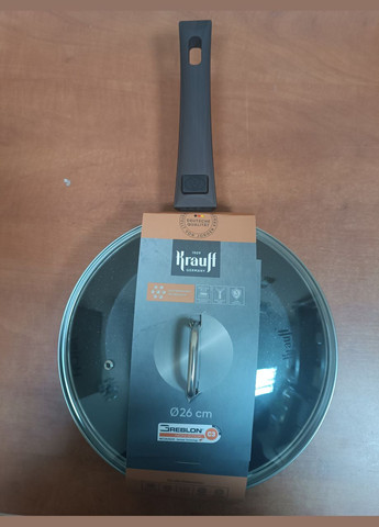 Сковорода с антипригарным покрытием и стеклянной крышкой 26 см (88-222-118) Krauff (334007380)