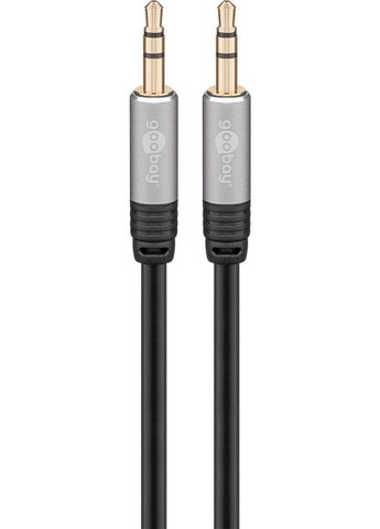 Кабель аудіо сигнальний Jack 3.5mm 3pin M/M (тато/тато) 5.0m Stereo Slim GoobayPlus Metal Goobay (369646375)