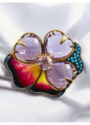 Золота брошка з аметистом 670060е-7бр Tango (354700148)