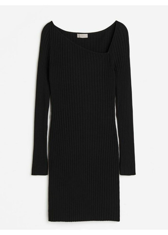 Черное коктейльное женское облегающее платье в рубчик н&м (56512) xs черное H&M