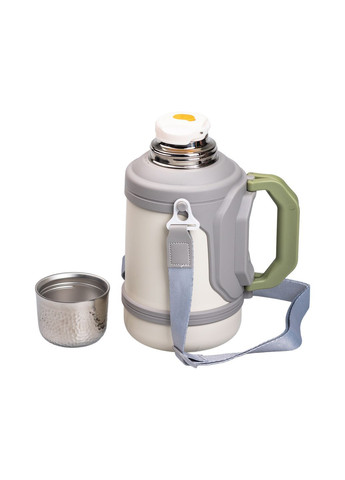 Термос для туризму Vacuum Cup 1,5 л з фліп кришкою та складаними ручками, сірий Yiwu HP-14-21V No Brand (363978514)