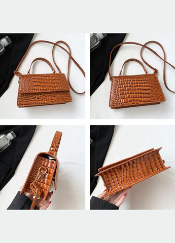 Женская лаковая мини сумочка клатч на плечо с принтом рептилия коричневая (sku_1736Н) No Brand (330576868)