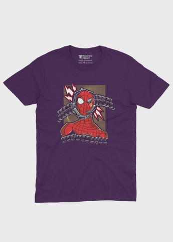 Фіолетова демісезонна футболка для дівчинки з принтом супергероя - людина-павук (ts001-1-dby-006-014-013-g) Modno