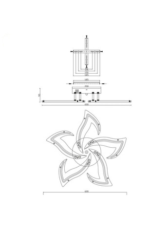Керована світлодіодна люстра ELLA 50 Вт 5F 600x95 мм Біла ESLLSE (358201886)