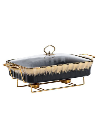 Мармит керамический прямоугольный на 2 литра 40*23*11 см черный HP1048 Yiwu (351431311)