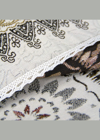 Скатерть гобеленовая белая прямоугольная праздничная с кружевом для квадратного или прямоугольного стола Стильная пион 100х100 Maystat (305390498)