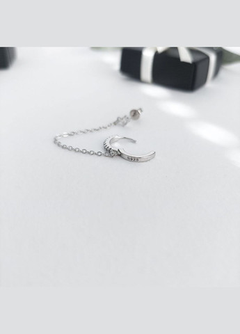 Моносерьга для двух проколов хряща посеребренная DeKolie (296481805)