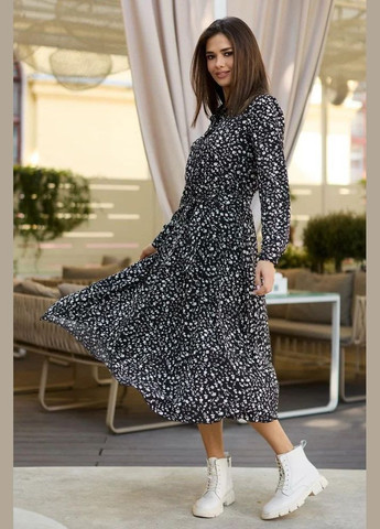 Черное праздничный, повседневный, кэжуал платье Seventeen с цветочным принтом