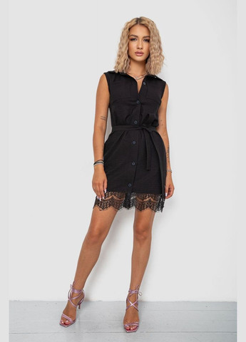 Черное платье на пуговицах, 102r388 Ager