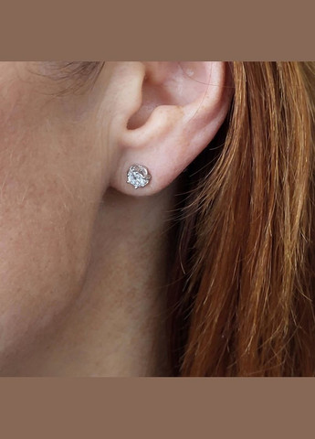 Серебряные серьги (пара) гвоздики пусеты Камень в оправе серебро 925 пробы Родированное с2ф/473 1.00г No Brand (306742816)