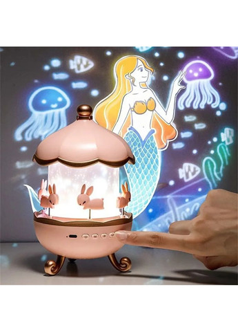 Музичний проектор - нічник Карусель зайчиків з Bluetooth від телефону, акумуляторний нічник багатофункціональний для дітей No Brand (361669495)