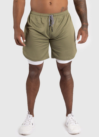 Мужские спортивные двойные шорты с тайтсами и карманом для смартфона No Brand (342374349)