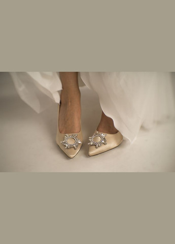 No Brand Праздничные туфли брошь и камни бежевый з текстиль, — лето (300578244)