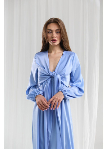 Блуза шовкова з зав'язками блакитна Bessa (284722497)