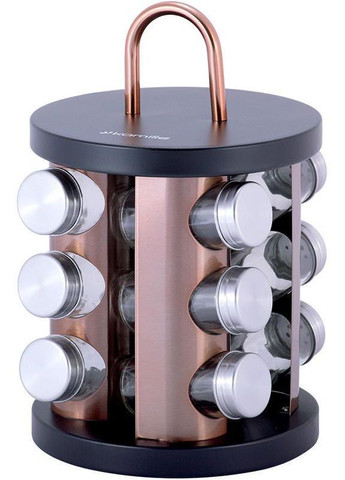 Набір ємностей для спецій Spice Rak 12 спецовників на круглій підставці 22х19х19см Kamille (339780098)