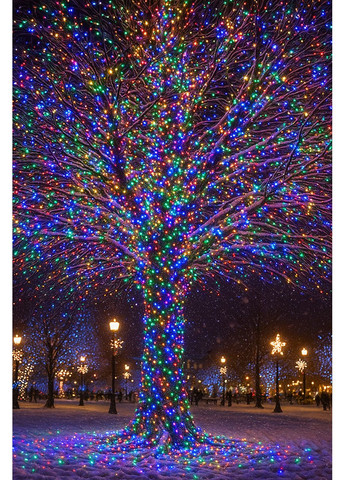 Гирлянда Рождественская фея уличная 100 м 1000 LED белый провод Мультиколор CF1000L100MWML Jooki (366037834)