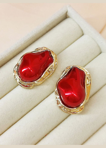 Женские сережки Большие барочные бусины Красные No Brand (334880537)