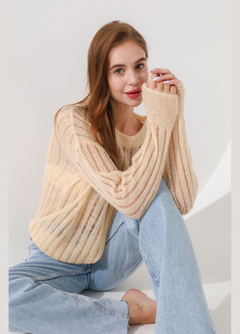 Светло-бежевый демисезонный джемпер однотонный женский m0013 светло-бежевый (2000990547637d) shop (2000990547637) Accorddream