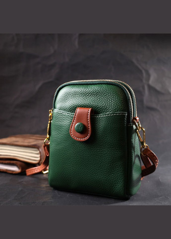 Сумка через плечо трапеция женская кожаная 22268 Зеленая Vintage (302007792)