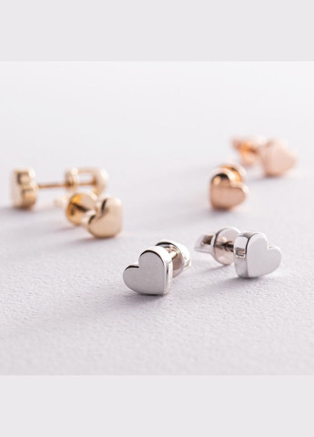 Сережки - пусети Сердечки у жовтому золоті с08345 Oniks (264644314)